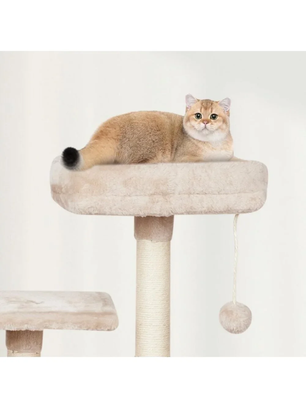 Cozy Cat Tree Tower with Hammock & Scratching Post for Kittens - Beige Condo